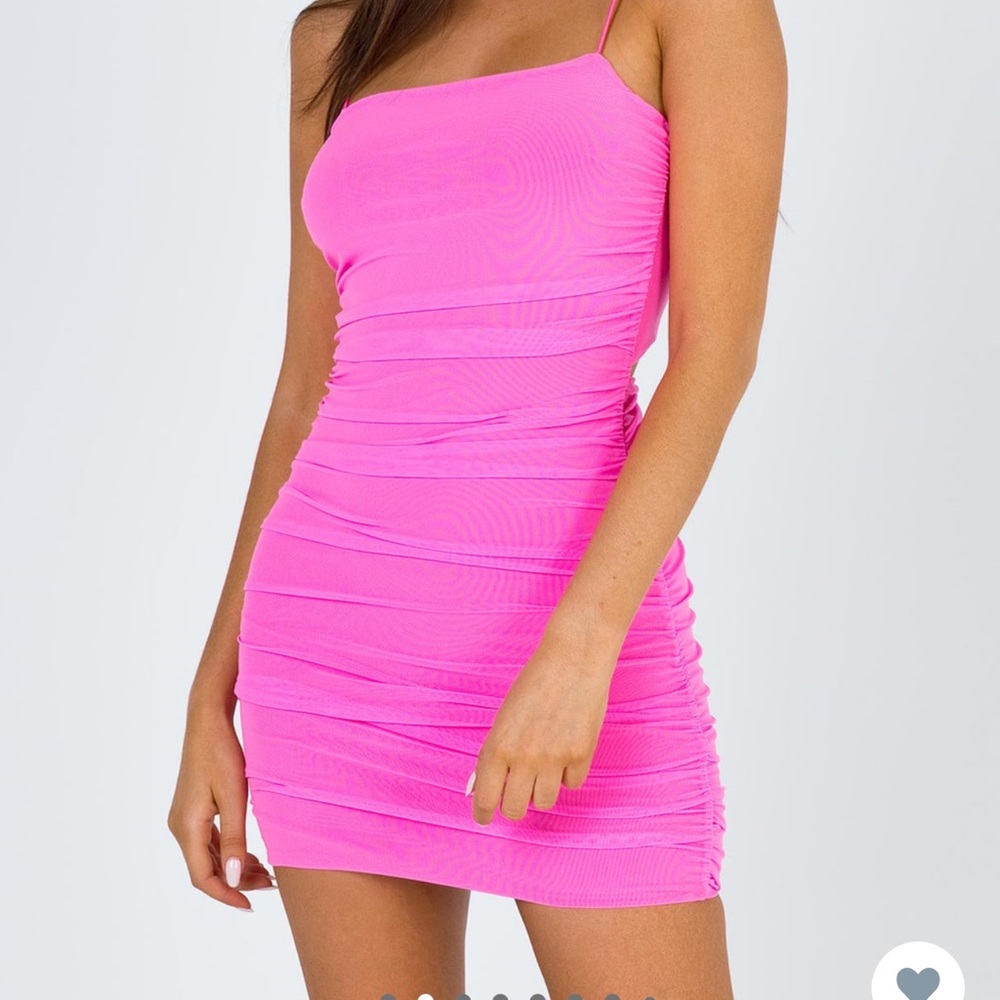 Princess Polly Neon Pink Ruched Mini Dress
